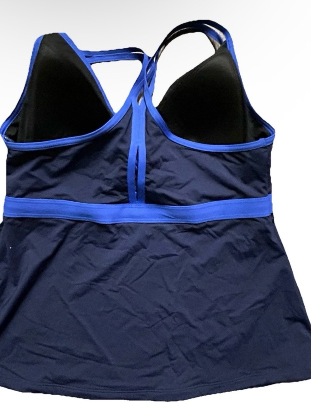 Women’s LL Bean Navy Blue Tankini Top Size 14 Swim Beach Pool - Picture 4 of 5